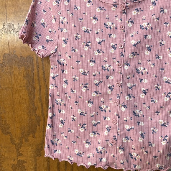 WONDER NATION NWT Medium (7/8) ribbed pink shirt with daisy floral design short - Picture 5 of 8